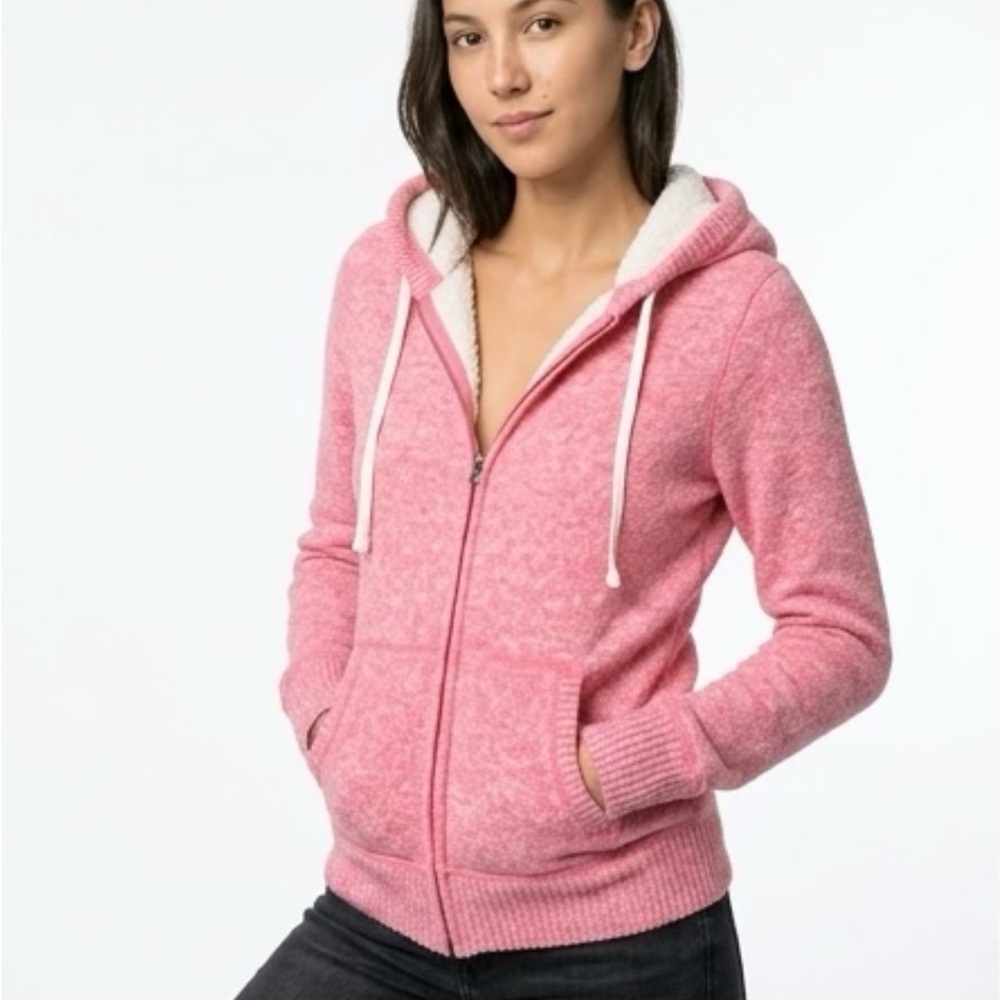 SO Pink Sherpa-Lined Hoodie Jacket